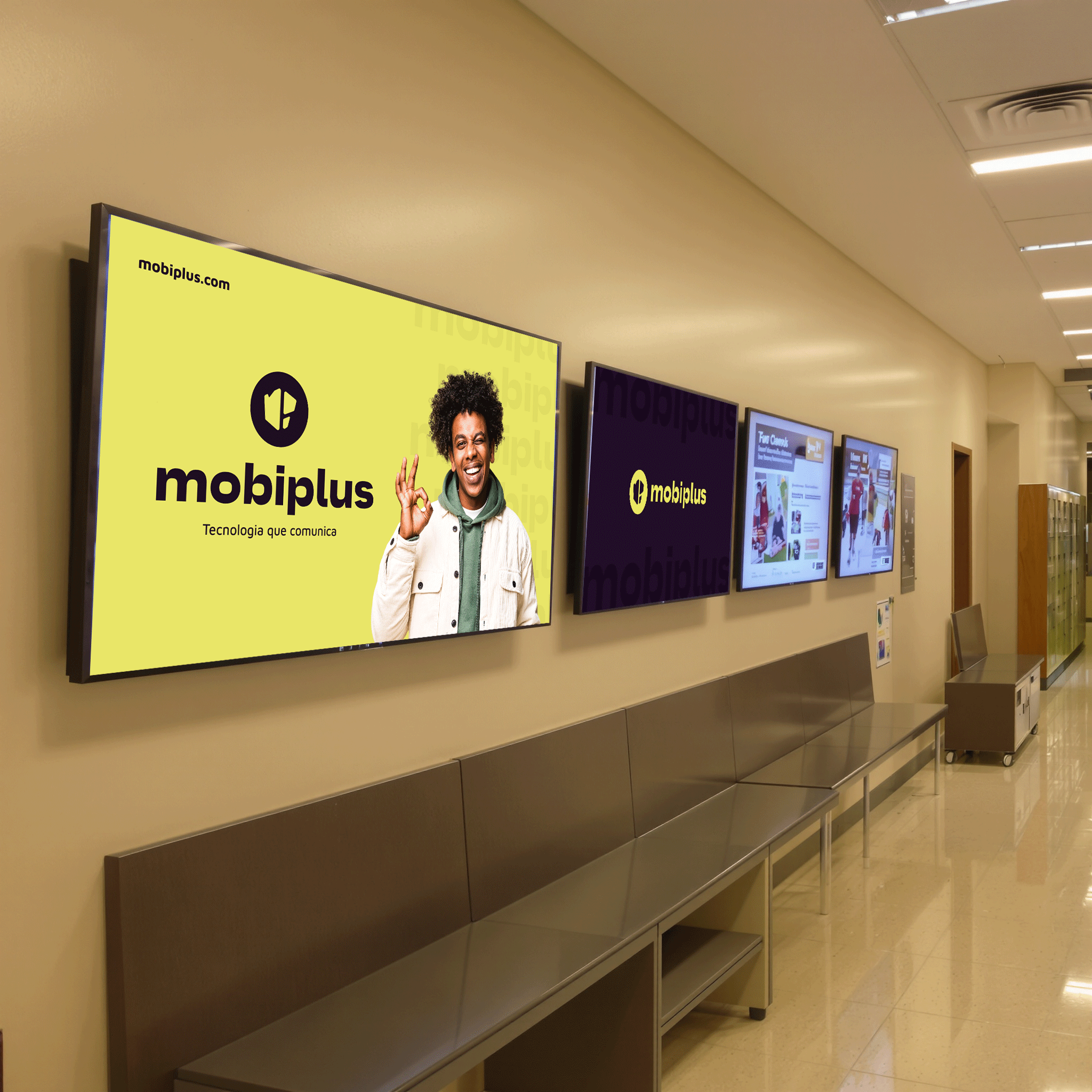 mídia indoor digital com plataforma mobiplus